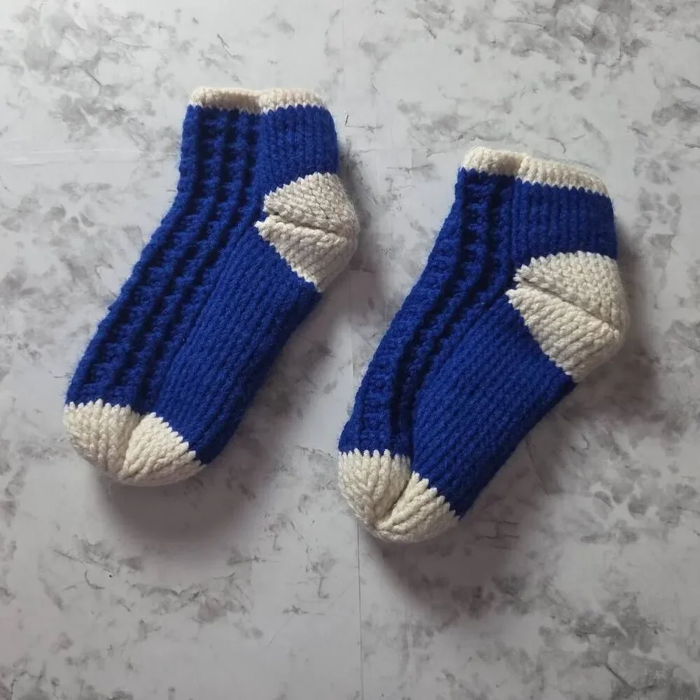 Handmade Blue and White Winter/Christmas Handmade Socks